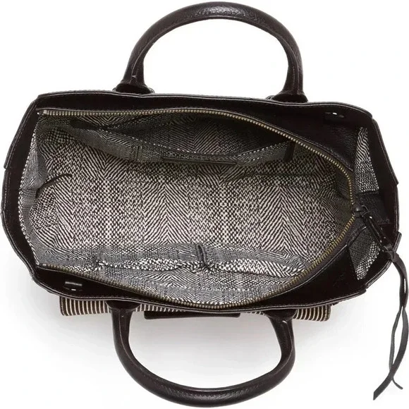 REBECCA MINKOFF COPENHAGEN BLACK/ WHITE PEBBLED LEATHER TOTE - Picture 16 of 16
